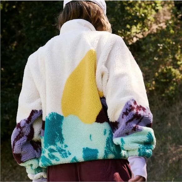 Free People Movement Hit The Slopes Sunrise Summit Ivory Fleece Button Jacket XS - Picture 8 of 13